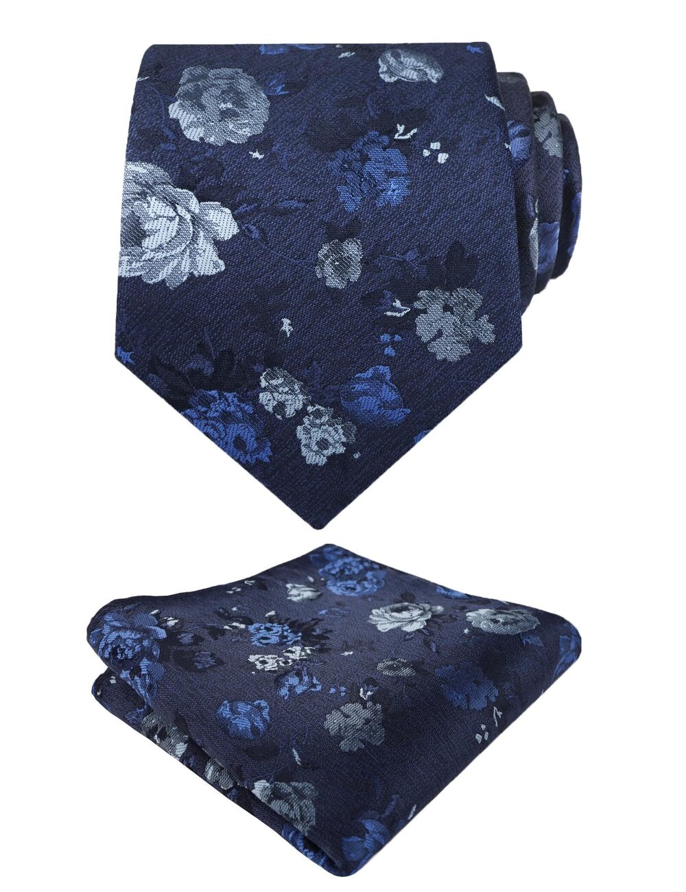 9923 3.15inches Flower Patterned Tie with Floral Printed Pocket Square